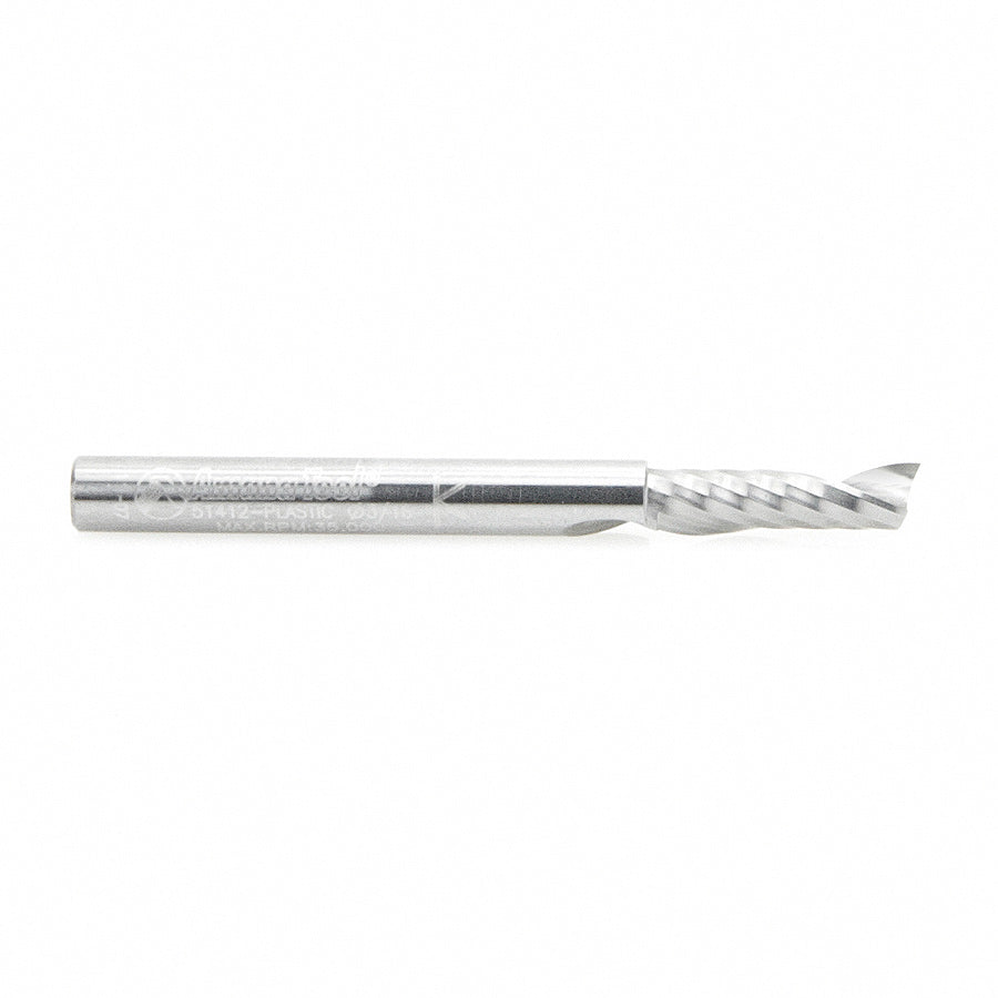 51412 Solid Carbide CNC Spiral 'O' Flute, Plastic Cutting 3/16 Dia x 5/8 x 3/16 Shank Up-Cut Router Bit