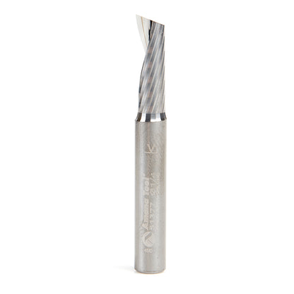 51377 Solid Carbide CNC Spiral 'O' Single Flute, Aluminum Cutting 1/4 Dia x 3/4 x 1/4 Shank x 2 Inch Long Up-Cut Router Bit