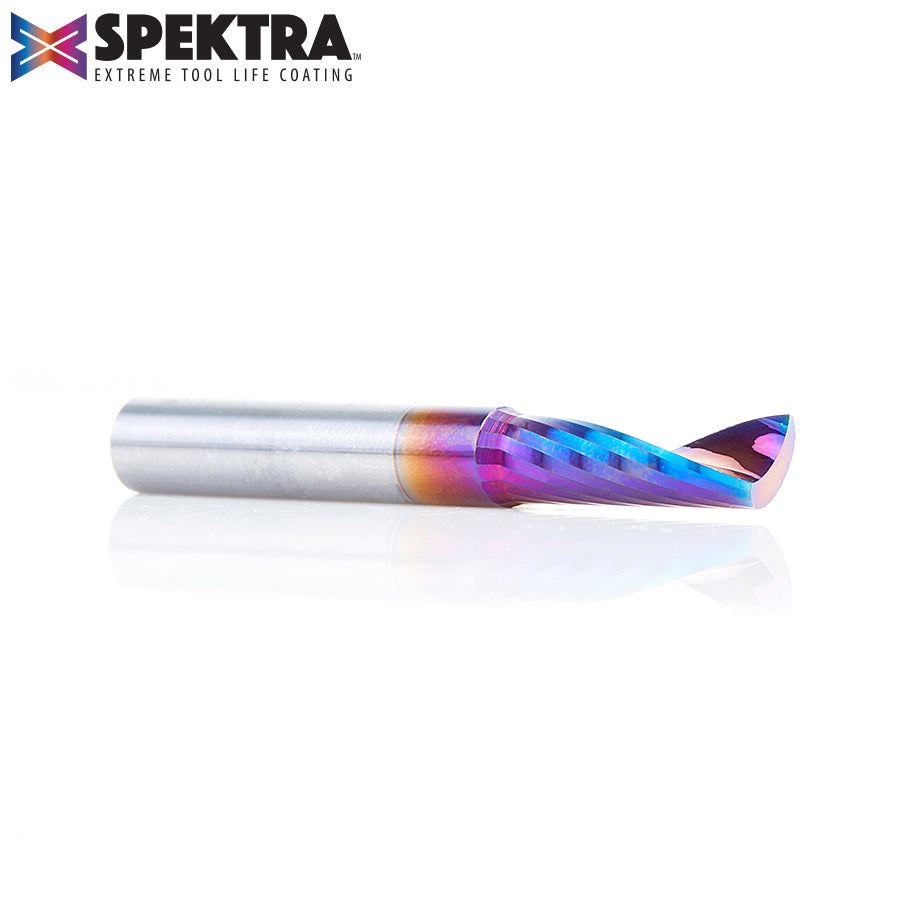 51404-K Solid Carbide CNC Spektra™ Extreme Tool Life Coated Spiral 'O' Flute, Plastic Cutting 1/4 Dia x 3/4 x 1/4 Inch Shank Up-Cut Router Bit