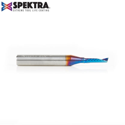 51411-K Solid Carbide CNC Spektra™ Extreme Tool Life Coated Spiral 'O' Flute, Plastic Cutting 1/8 Dia x 1/2 x 1/4 Shank Up-Cut Design Router Bit