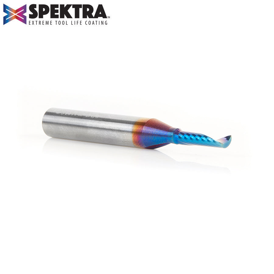 51411-K Solid Carbide CNC Spektra™ Extreme Tool Life Coated Spiral 'O' Flute, Plastic Cutting 1/8 Dia x 1/2 x 1/4 Shank Up-Cut Design Router Bit