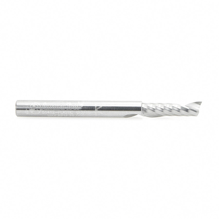 51412 Solid Carbide CNC Spiral 'O' Flute, Plastic Cutting 3/16 Dia x 5/8 x 3/16 Shank Up-Cut Router Bit