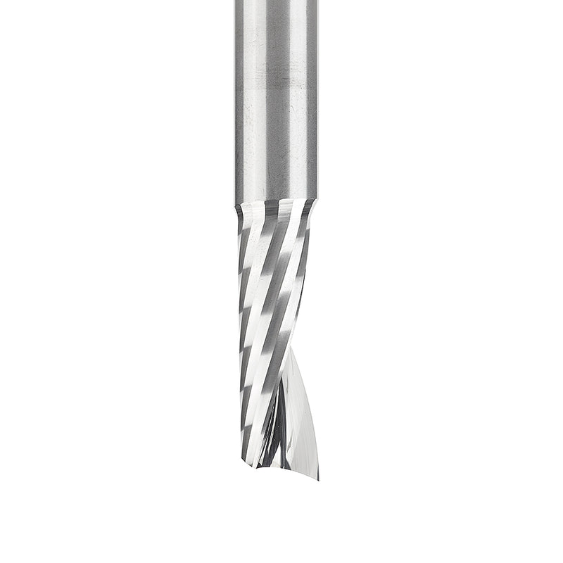 51414 Solid Carbide CNC Spiral 'O' Single Flute, Plastic Cutting 3/8 Dia x 1-1/8 x 3/8 Shank x 3 Inch Long Up-Cut Router Bit