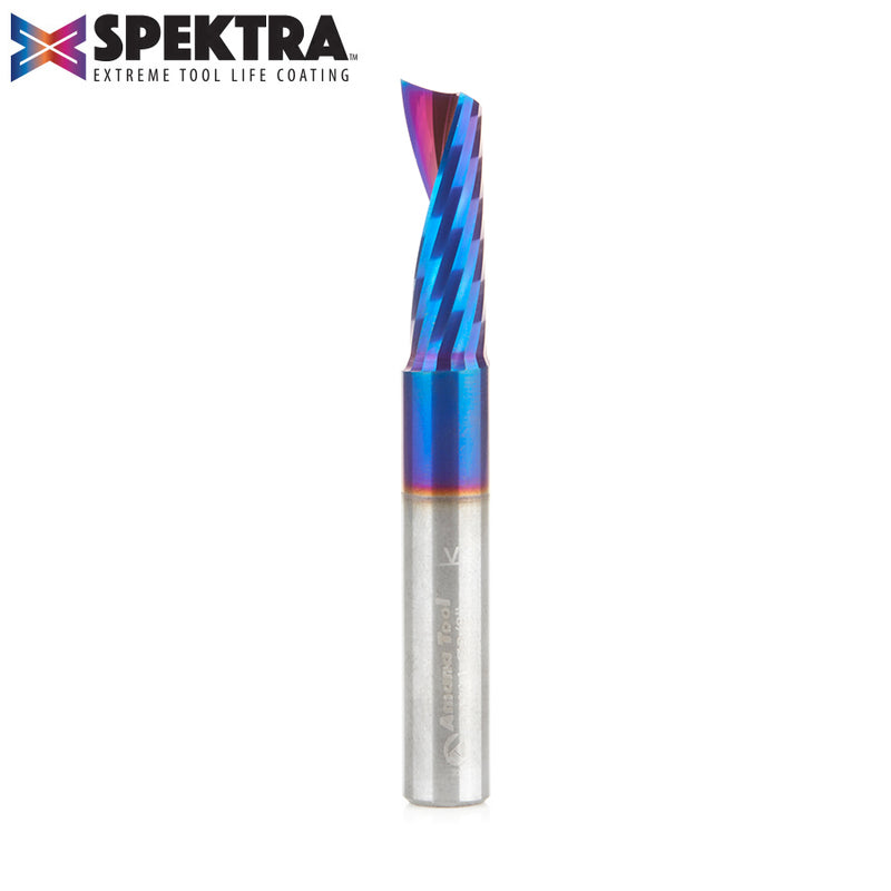 51414-K Solid Carbide CNC Spektra™ Extreme Tool Life Coated Spiral 'O' Flute, Plastic Cutting 3/8 Dia x 1-1/8 x 3/8 Inch Shank Up-Cut Router Bit
