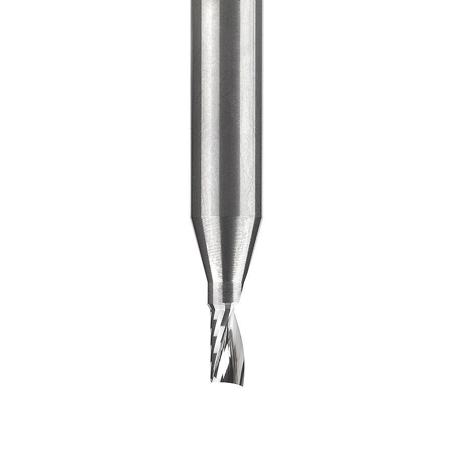 51416 Solid Carbide CNC Spiral 'O' Single Flute, Plastic Cutting 1/8 Dia x 1/4 x 1/4 Shank x 2 Inch Long Up-Cut Router Bit