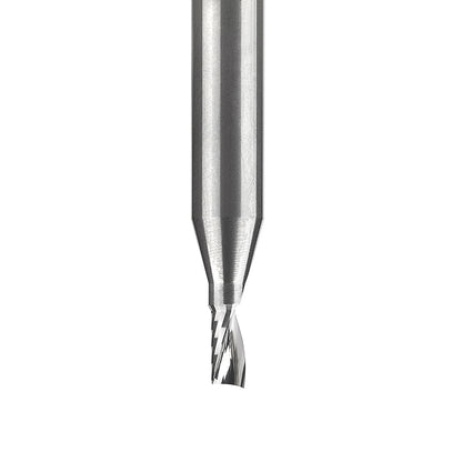 51416 Solid Carbide CNC Spiral 'O' Single Flute, Plastic Cutting 1/8 Dia x 1/4 x 1/4 Shank x 2 Inch Long Up-Cut Router Bit