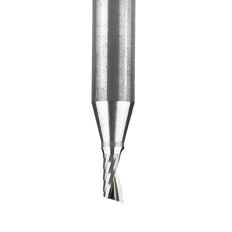 51474 Solid Carbide CNC Spiral 'O' Single Flute, Aluminum Cutting 1/8 Dia x 1/4 x 1/4 Shank x 2 Inch Long Up-Cut Router Bit