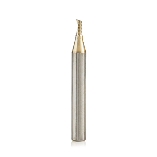 51474-Z Solid Carbide CNC Spiral 'O' Flute, Aluminum Cutting 1/8 Dia x 1/4 x 1/4 Shank Up-Cut ZrN Coated Router Bit