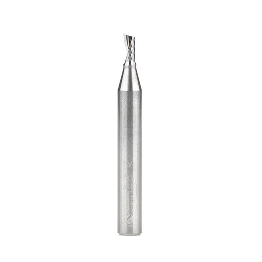 51474 Solid Carbide CNC Spiral 'O' Single Flute, Aluminum Cutting 1/8 Dia x 1/4 x 1/4 Shank x 2 Inch Long Up-Cut Router Bit