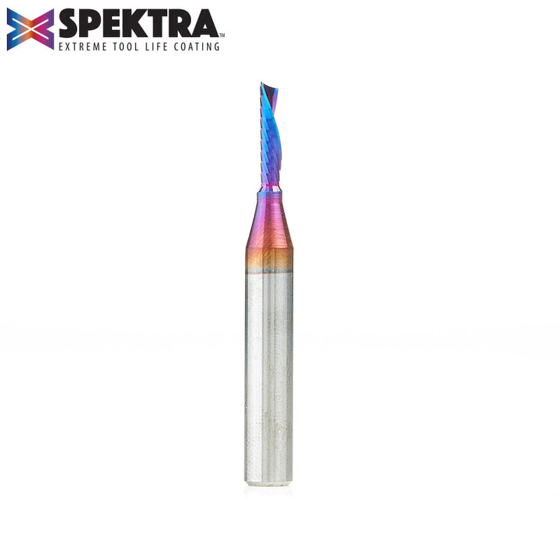 51511-K Solid Carbide CNC Spektra™ Extreme Tool Life Coated Spiral 'O' Flute, Plastic Cutting 1/8 Dia x 1/2 x 1/4 Shank Down-Cut Design Router Bit