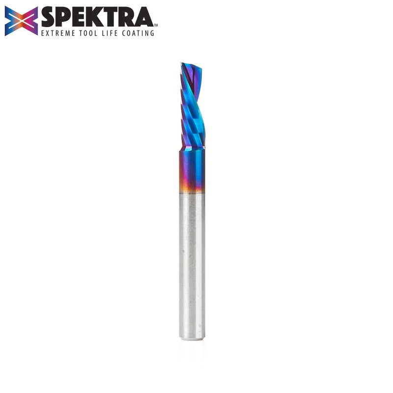 51524-K Solid Carbide CNC Spektra™ Extreme Tool Life Coated Spiral 'O' Flute, Plastic Cutting 1/4 Dia x 3/4 x 1/4 Inch Shank Down-Cut Router Bit