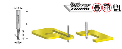 51446 Solid Carbide CNC Spiral 'O' Single Flute, Plastic Cutting 1/8 Dia x 3/4 x 1/4 Shank x 2-1/2 Inch Long Up-Cut Router Bit