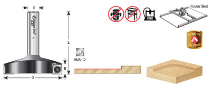 RC-2257 CNC Insert Carbide Spoilboard Surfacing, Rabbeting, Flycutter, Slab Leveler & Surface Planer 2-1/2 Dia x 1/2 x 1/2 Inch Shank Router Bit